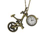 Unique Bargains Round Dial Bronze Tone Bike Pendant Lobster Clasp Necklace Watch for Lady