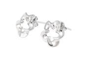 Unique Bargains Pair Silver Tone Flower Pendant Earwear Stud Earrings for Lady
