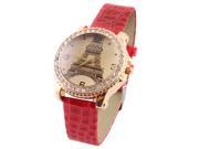 Unique Bargains Woman Single Prong Red Wristband Numerals Display Wrist Watch