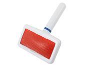Unique Bargains Pet Dog Cat Metal Wire Grooming Brush White Red