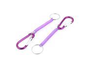 2pcs Purple Plastic Elastic Spiral Spring Coiled Coil Keychain Key Chain Strap