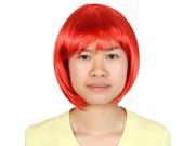 Unique Bargains Lady bobo Style Short Straight Bangs Wig Christmas Cosplay Full Hair Perwig Red