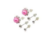 Unique Bargains 3 Pairs Fuchsia Floral Shape Earrings Stud For Girls