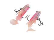 Unique Bargains Fuchsia Silicone Artificial Fish Lure Bait Four Metal Hooks 2 Pcs