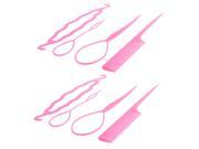 Lady Plastic Flexible Hairpin Tooth Ponytail Bun Styling Maker Comb Pink 2 Sets