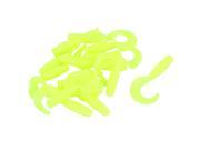Unique Bargains 15 Pcs Angler Worm Design Yellow Green Silicone Fishing Baits Fish Lures