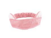 Women Ears Pattern Elastic Plush Shower Sports Make Up Headband Bandeau Pink
