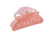 Ladies Plastic Flower Hollow Out Design Hairclips Hair Claw Clip Light Pink
