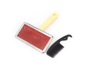 Unique Bargains Pet Dog Cat Metal Wire Grooming Brush w Comb Red Beige