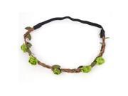 Unique Bargains Boho Style Woven Strap Green Floral Design Stretchy Hair Head Band for Ladies