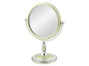 Lady Dresser Metal Rim Dual Sided Magnifying Standing Makeup Mirror Silver Tone