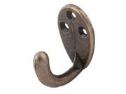 Single Hook 3 Mount Holes Coat Scarf Hanger Keychain Holder Bronze Tone