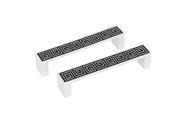 Home Office Cupboard Chest Metal Pull Handle White Black 96mm Hole Spacing 2pcs