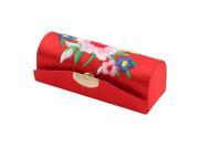 Flower Chinese Tradition Embroidery Jewelry Makeup Lipstick Case Box Red