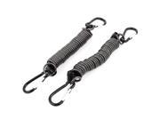 Black Dual Carabiner Hook Clip Stretchy Spring Coil Key Chain Keyring Strap 2Pcs