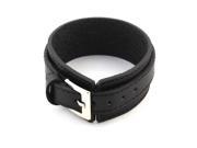 Unisex Faux Leather Adjustable Wrist Belt Buckle Bracelet Black 11 Inch Length