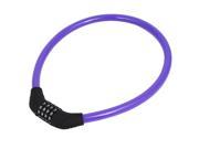 Motorbike Bicycle 4 Digits Flexible Coil Cable Combination Lock Purple Black