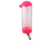 Pets Dog Drinking Hanging Water Dispenser Bottle Feeder Hot Pink Clear 500ml