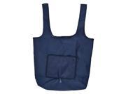 Nylon Rectangle Shaped Shoulder Hand Carrier Foldable Shopping Bag Navy Blue