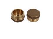 Unique Bargains1 2BSP Male Thread Brass Hex Head Pipe Cap Cover Fitting 2pcs