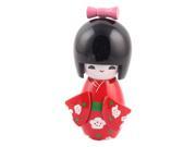 Unique BargainsHome Desk Decor Japanese Kokeshi Kimono Doll Toy Craft Gift Red 6cm Dia