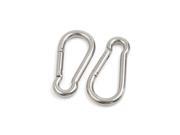 Unique Bargains 2pcs Silver Tone M8 Spring Loaded Carabiner Hook Bicycle Water Bottle Buckle