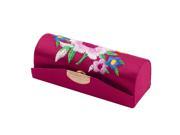 Flower Chinese Tradition Embroidery Jewelry Makeup Lipstick Case Box Dark Red