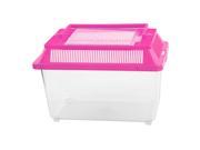 Plastic Rectangle Design Aquarium Betta Fish Tank Pet Feed Box Pink