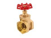 2PT Female Threaded Dual Ports Red Knob Control Water Brass Gate Valve
