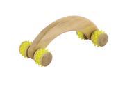 Unique BargainsHousehold Wooden Stress Relief Body Neck Shoulder Muscle Massage Roller Yellow