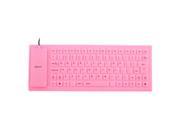 Unique BargainsFoldable Flexible 85 Keys USB Wired Roll up Silicone Keyboard Pink for Laptop PC