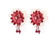 Home Towel Hat Bag Lace Edge Self adhesive Hook Hanger Burgundy 2pcs