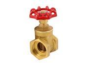 1.5PT Female Threaded Dual Ports Red Knob Control Water Brass Gate Valve