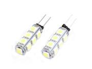 Unique Bargains Pair 12V Bin Pin G4 White 5050 13 SMD LED Car Auto Signal Ceiling Bulb Light