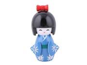 Unique BargainsWooden Flower Pattern Japanese Girl Style Table Ormament Craft Doll Dark Blue