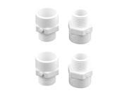 PVC Pipe Connectors Accessory 2 Way Straight Water White 1 2BSP Thread Male 4pcs