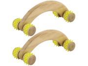 Unique BargainsHome Wooden Stress Relief Body Neck Shoulder Muscle Massage Roller Yellow 2pcs