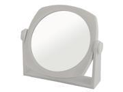 Women Lady Plastic Oval Shape Standing Dresser Double Sided Makeup Mirror White