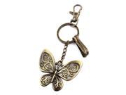 Unique BargainsWallet Metal Butterfly Shaped Ornament Lobster Clasp Ring Keychain Bronze Tone