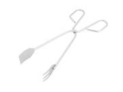 Outdoor Camping BBQ Tool Barbecue Scissor Tong 26cm Length Silver Tone