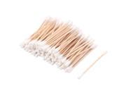 Wood Handle Makeup Remover Double Pointed Ended Cotton Buds Swabs 100PCS