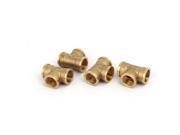 Unique Bargains1 2BSP Female Thread Brass T Shape Equal Pipe Connecting Fittings Jointers 4pcs