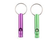 Unique BargainsPet Dog Doggy Puppy Metal Safety Training Whistle Keyring Purple Green 2pcs