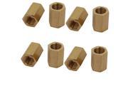 Unique Bargains1 8BSP Female Thread Brass Pipe Fitting Straight Hex Rod Coupling Nut 8pcs