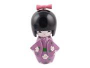 Unique BargainsHome Desk Decor Japanese Kokeshi Kimono Doll Toy Craft Gift Purple 6cm Dia