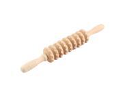 Unique BargainsFamily Acupoint Wooden Relaxing 8 Wheel Design Head Body Massage Stick Beige