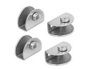 27mmx13mmx20mm Half Round Shaped Glass Clamps Clip Silver Tone 4pcs