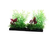 Unique BargainsFish Tank Aquatic Plastic Rectangle Plant Grass Lawn Ornament Green Purple 2pcs