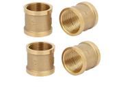 Unique Bargains1BSP Female Thread Brass Straight Tube Pipe Connecting Fittings Couplers 4pcs