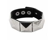 Unisex Faux Leather 3 Holes Ajustable Wrist Buckle Bracelet Black 9 Inch Length